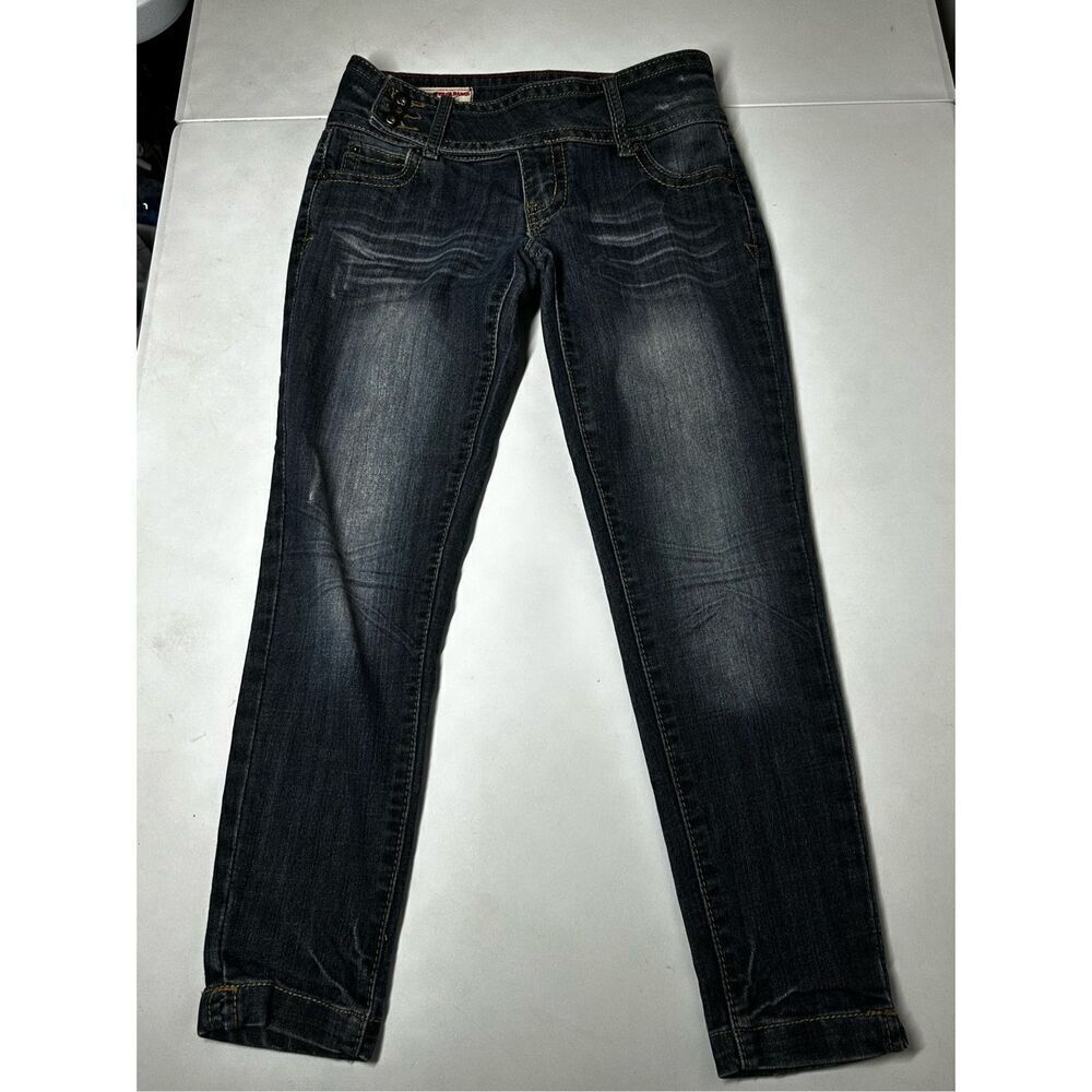 First Kiss Women’s Low Rise Jeans Trim Lace Dark Blue Size 5